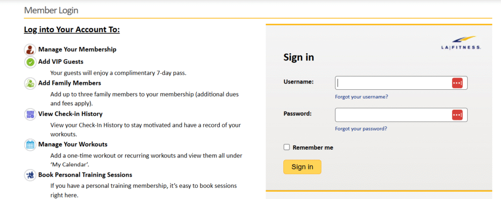 LA Fitness member portal