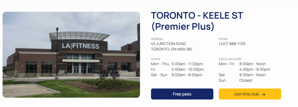 la fitness gym in toronto keele street