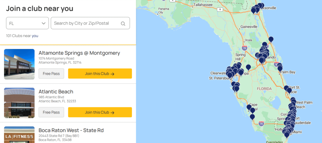 la fitness locations in florida state