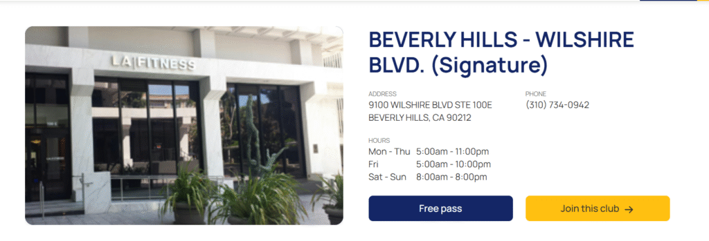 la fitness signature club at beverly hills