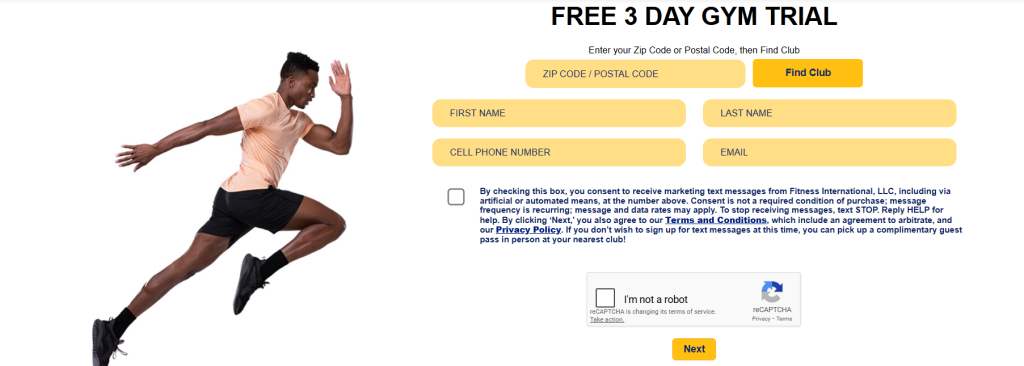 3 day gym trial at la fitness 