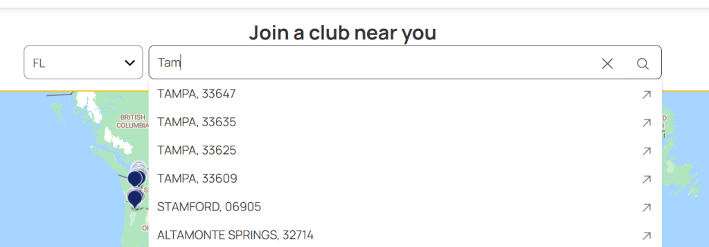 la fitness club finder through search 