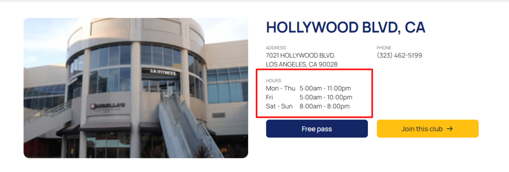 hollywood blvd ca working hours 
