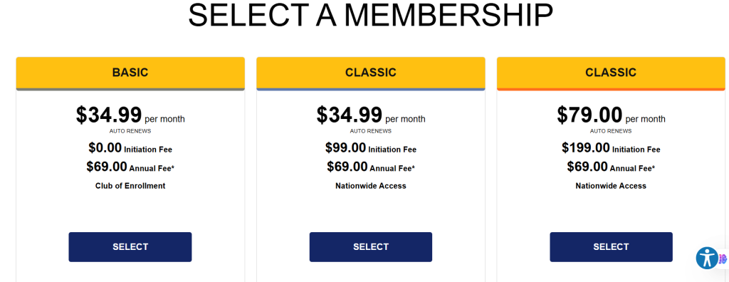 LA Fitness Membership Type