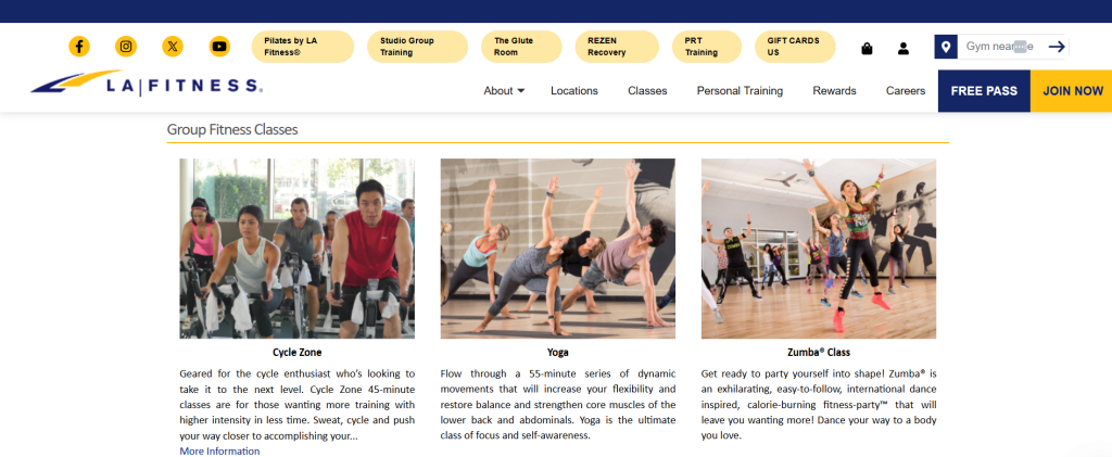 LA Fitnesss group classes